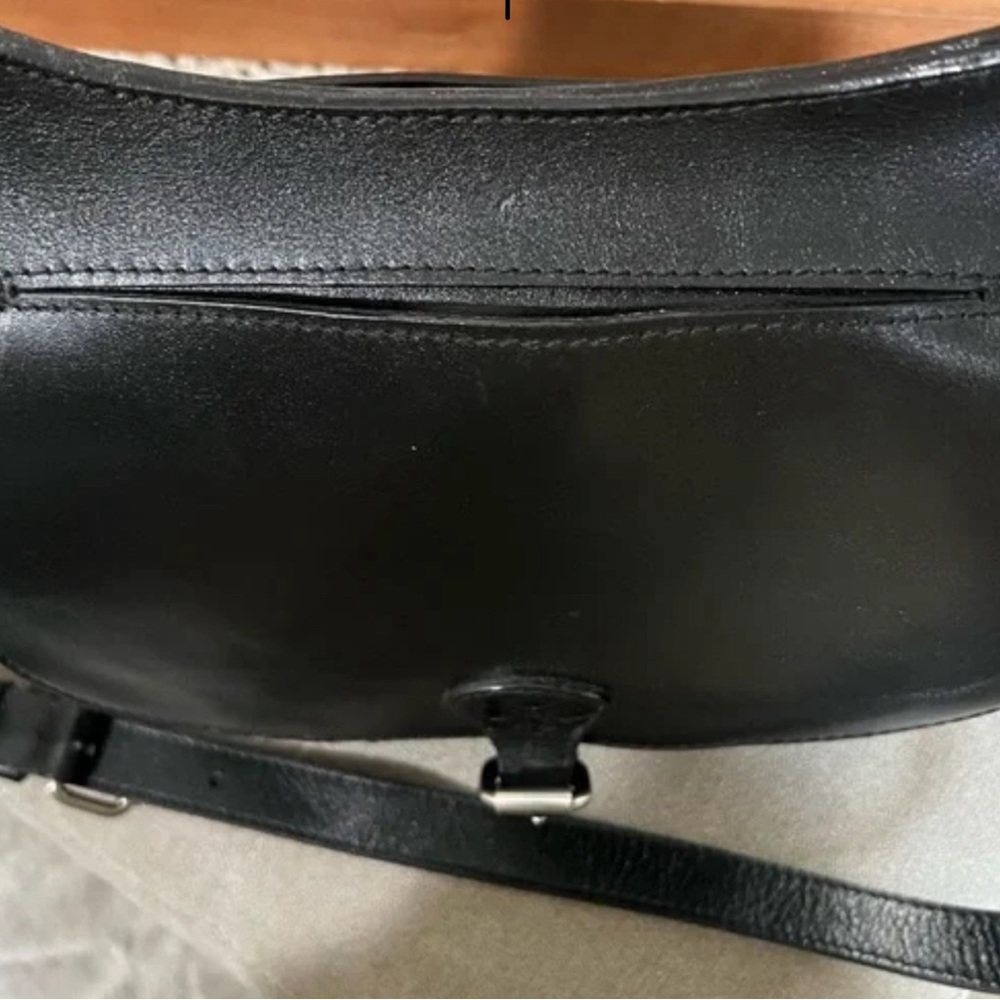 Patricia Nash Black Leather Saddle Bag Crossbody Vintage Style Purse - Picture 3 of 5